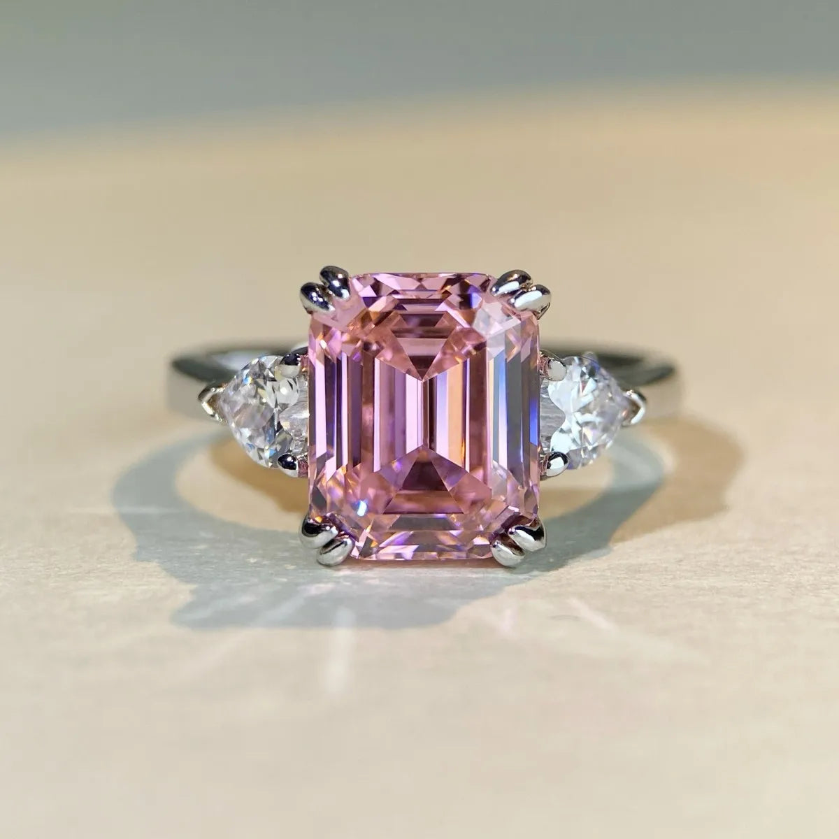 S925 Sterling Silver 4-Carat Sugar Cube Pagoda Ring Women's Premium Ladies Luxury Exquisite Gift Jewelry by Reinvent Yourself