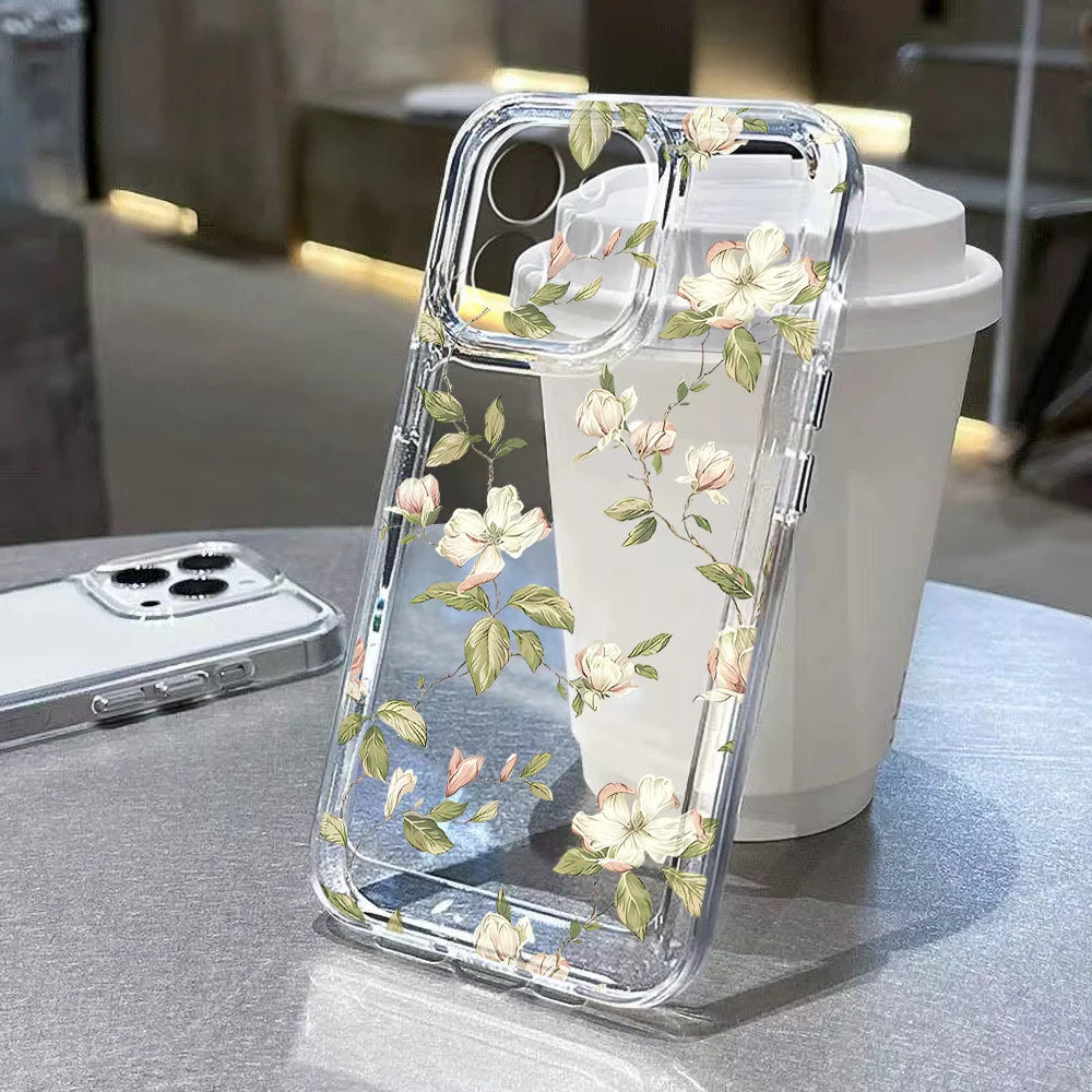 Flower Phone Case For iPhone 16 13 15 11 12 14 17 Pro Max Air 16E XS XR 7 8 SE Shockproof Transparent Cover Silicone Soft Fundas by Reinvent Yourself