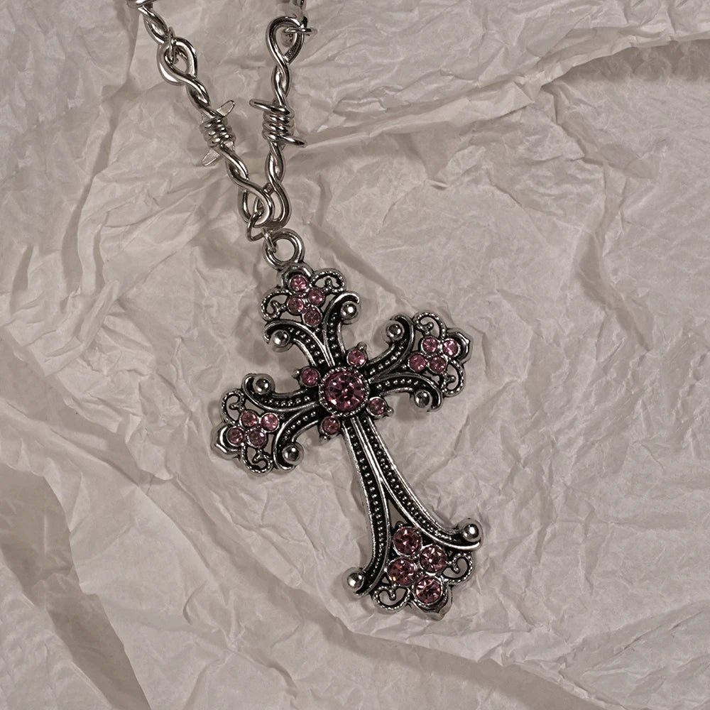 Y2K Sweet Cool Girl Personalized Creative Cross Love Pendant Necklace, Suitable for Daily Wearing by Reinvent Yourself
