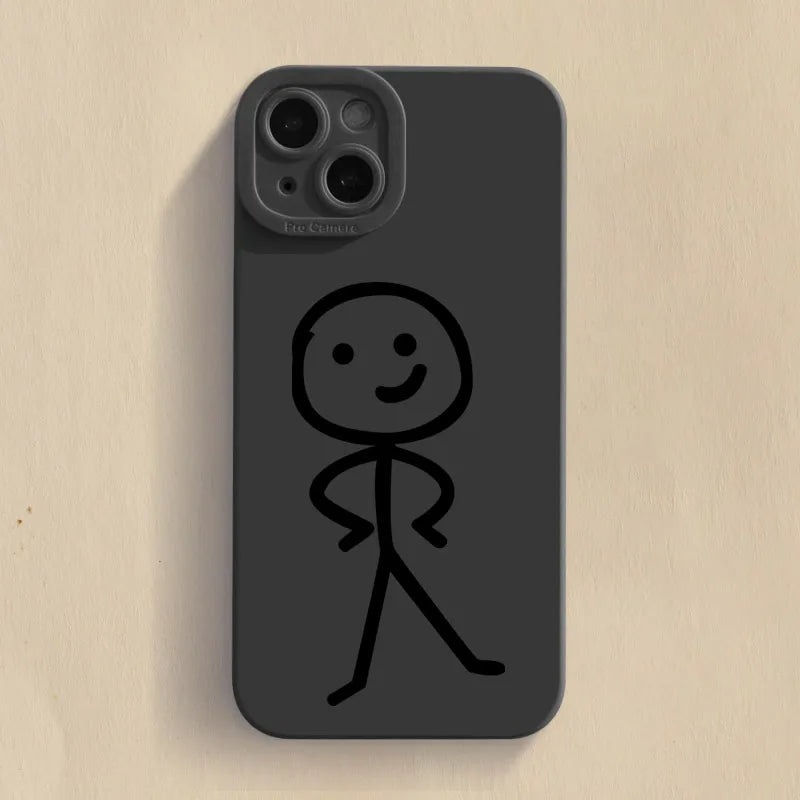 Cartoon Matchman Phone Case For iPhone 11 12 13 14 15 Pro Max XR XS X 7 8 Plus SE 2020 Shockproof Matte Soft TPU Silicone Cover by Reinvent Yourself