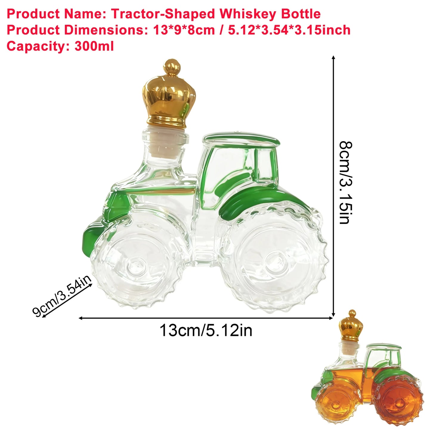300ml/350ML Whiskey Glass Bottles Tractor shape Alcohol Decanters Home Decor Empty Car Whiskey Decanter Tequila Bottle For Offic by Reinvent Yourself