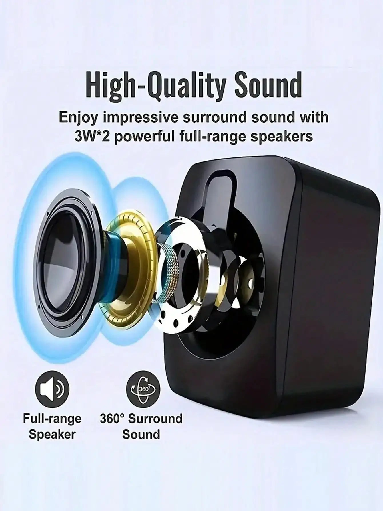 Desktop speakers powered by USB, with volume control LED lights, portable and battery-free by Reinvent Yourself