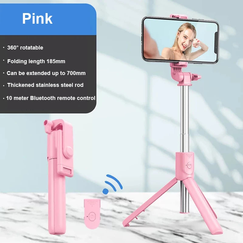 Portable Bluetooth Selfie Stick Mobile Tripod Holder with Remote Shutter Extendable Wireless Remote Retractable Phone Stand by Reinvent Yourself