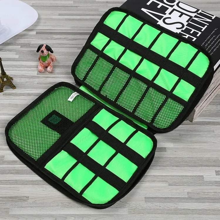 1pc Black Green Storage Bag Electronic Accessory Organizer Portable Usb Data Cable Charger Plug Travel Waterproof Organizer - Reinvent Yourself