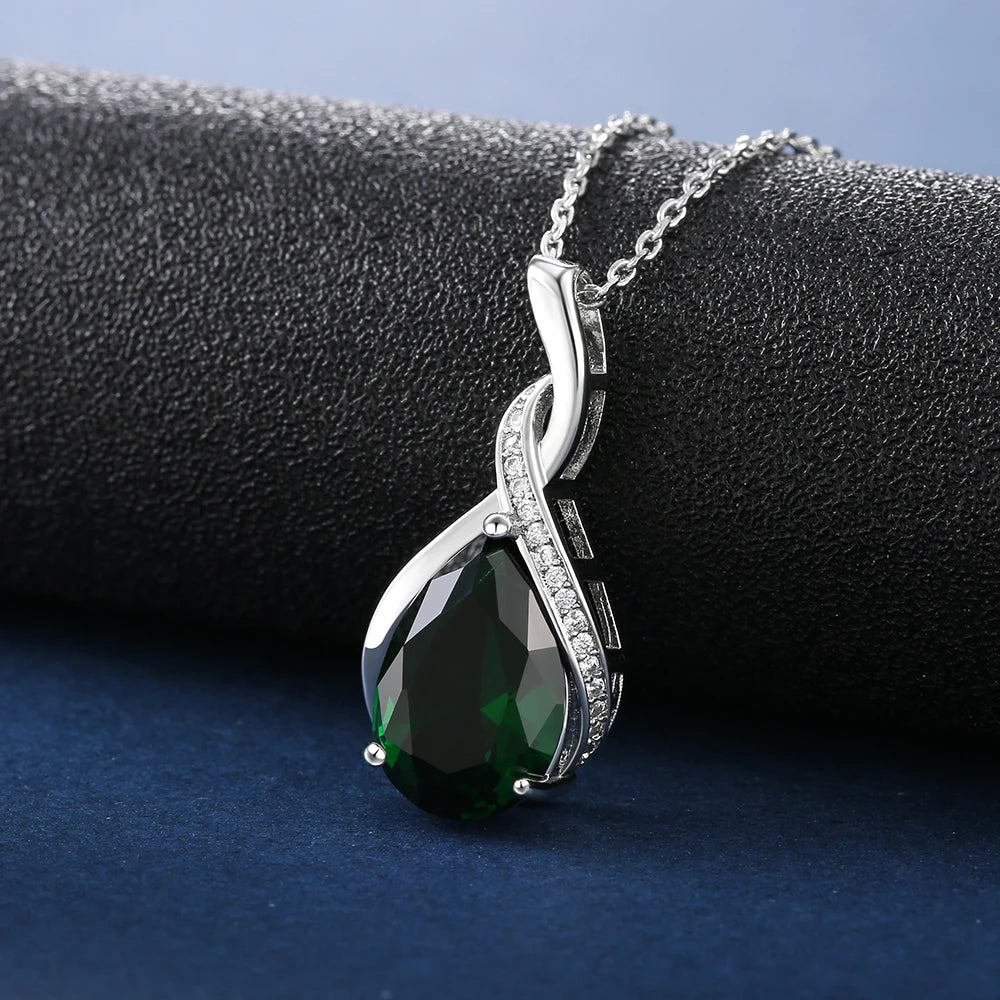 Huitan Luxury Pear CZ Pendant Necklace Women Blue/Green/Red/Purple Bridal Wedding Engagement Graceful Accessories Trendy Jewelry by Reinvent Yourself