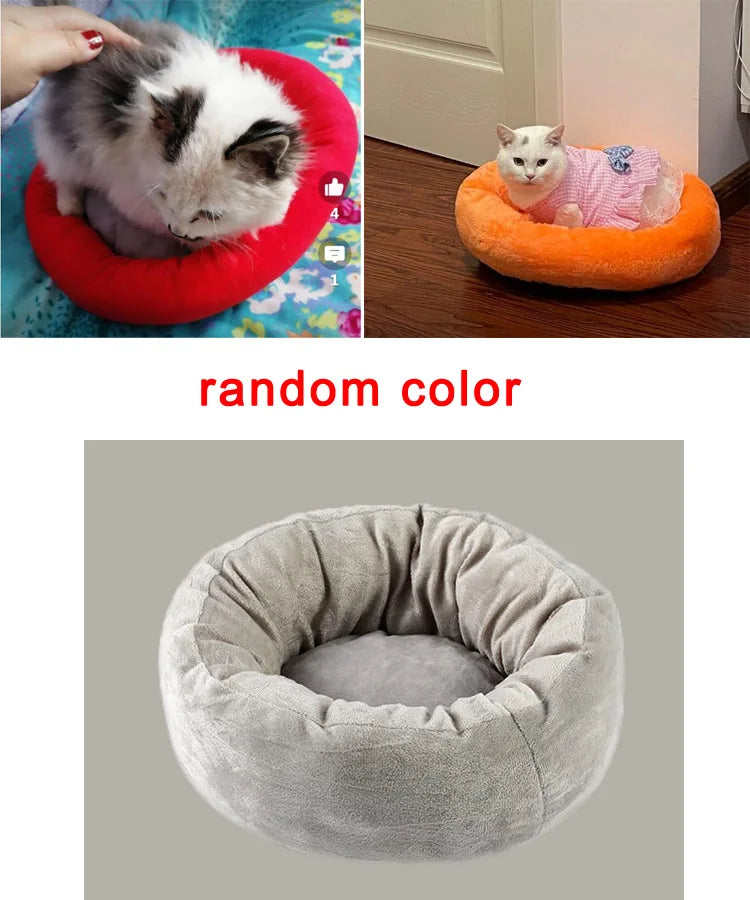 Pet Bed Warming Small Dog House Soft Sofa Donut Cat Bed Warming Indoor Round Pillow Kennel Cuddler Faux Fur Puppy Mat Dog Beds by Reinvent Yourself
