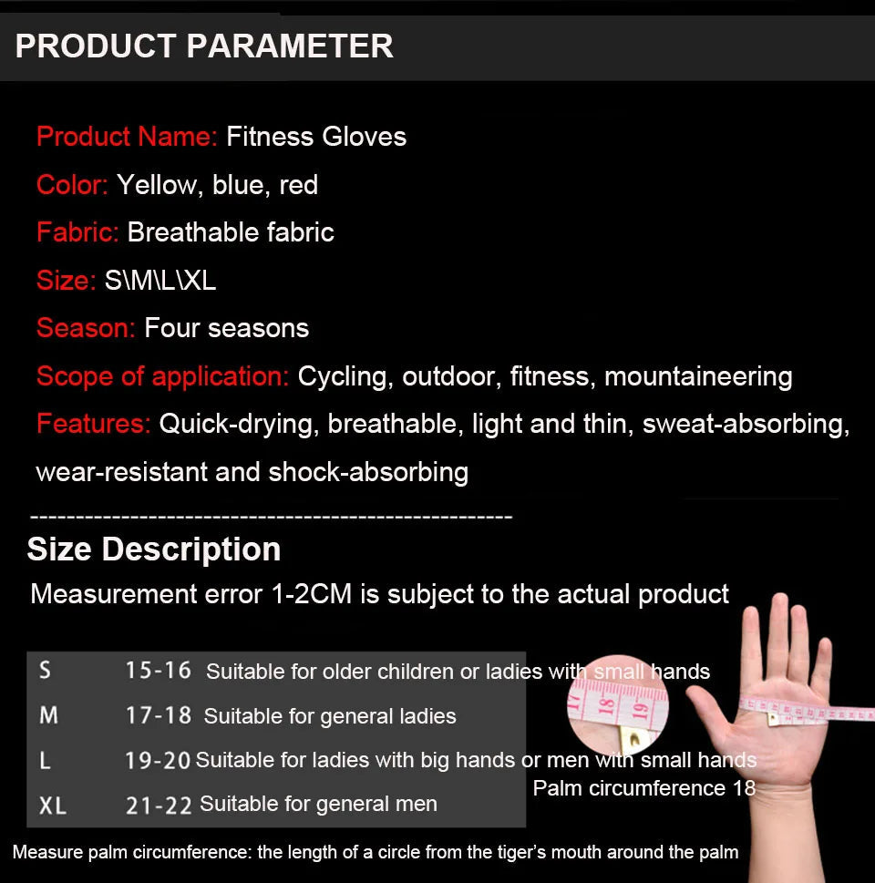 Professional Gym Fitness Gloves Power Weight Lifting Women Men Workout Bodybuilding Cycling Half Finger Hand Protector by Reinvent Yourself