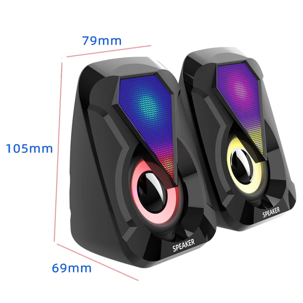 Computer Speakers For PC Desktop Smartphone Laptop with Subwoofer LED Colorful Lighting Home Theater System USB Wired SoundBox by Reinvent Yourself