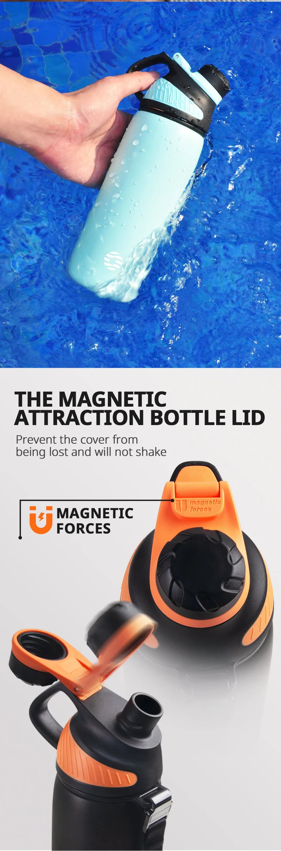 Fjbottle Thermo bottle With Magnetic Lid Outdoor Sport Stainless Steel Water Bottle Keep Cold Insulated Vacuum Flask 1000ml by Reinvent Yourself