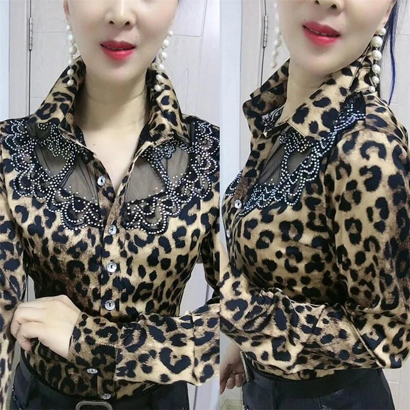 Women'S Blouse Tops Summer Lace Chiffon Shirts lapel Stitching Printing Buttons Female Blusas Offce Lady Shirts chemises fleurs by Reinvent Yourself