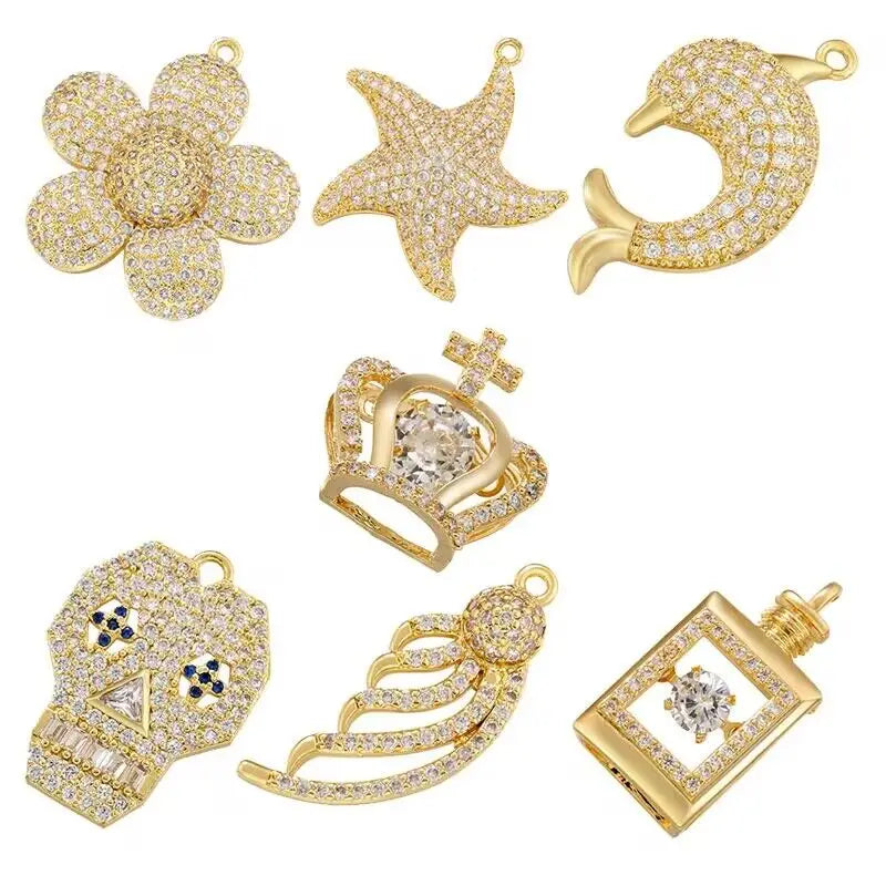 ZHUKOU whale charms for jewelry making crown pendants for handmade jewelry making supplies accessories wholesale VD1247 by Reinvent Yourself