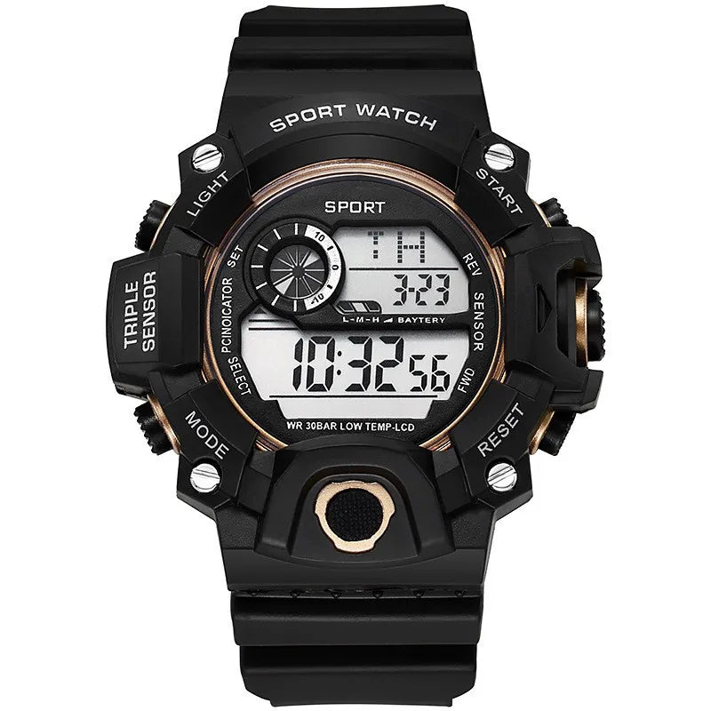 Fashion Men's Watch Sports Electronic Wristwatch Large dial Multifunctional Waterproof Luminous Alarm Kids Male's Military Watch by Reinvent Yourself