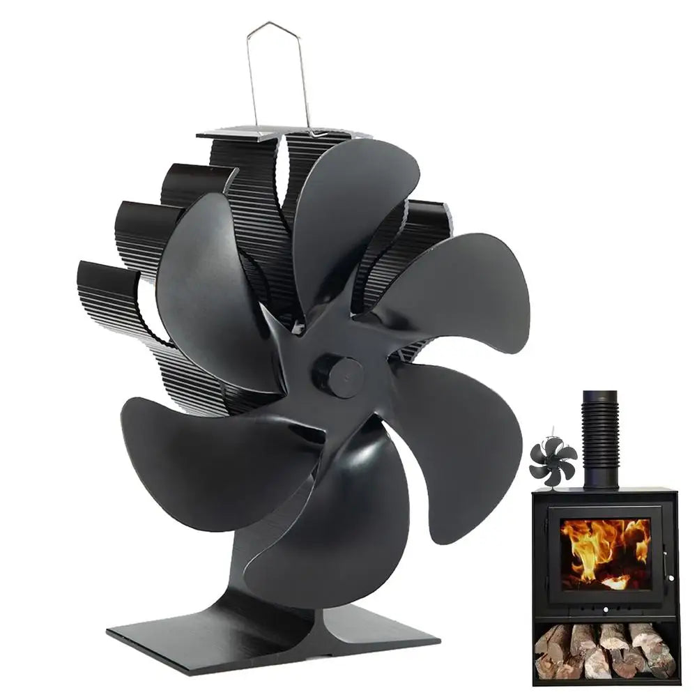 4/5/6 Blades Heat Powered Stove Fan Log Wood Burner Eco-fan Quiet Fireplace Fan Winter Warm Home Heater Efficient Heat Distribu by Reinvent Yourself