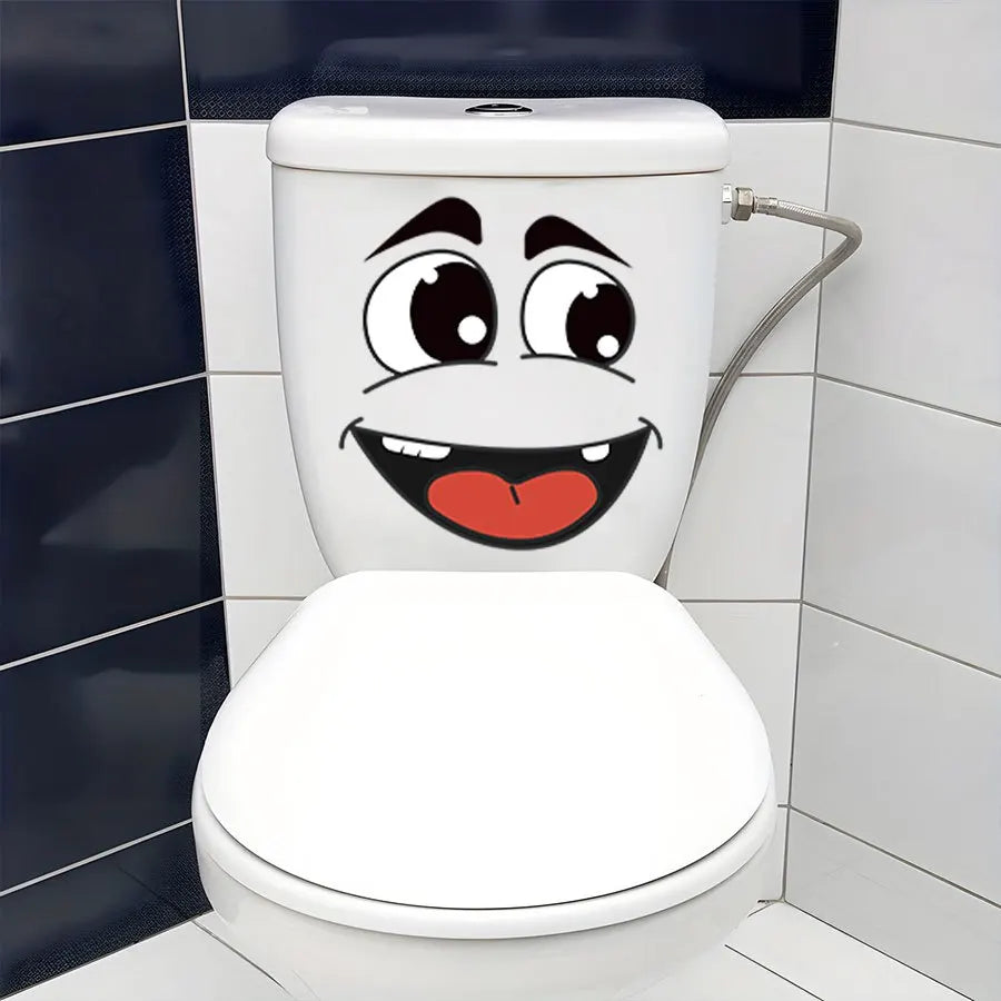 4 sheets/Set Cartoon Face Stickers,Self-Adhesive, Plastic Surface Compatible,Home Decoration Suitable for Trash Can, oilet Decor by Reinvent Yourself