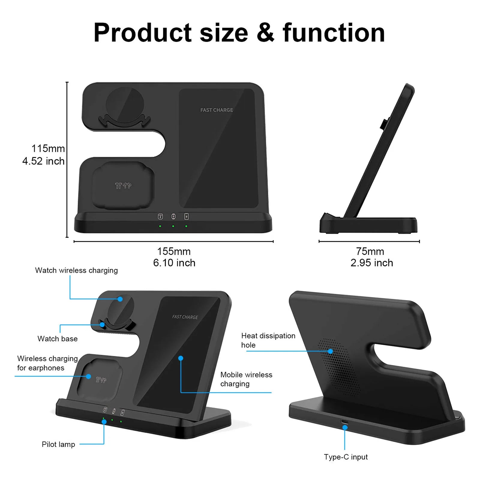 Wireless Charger 3 In 1 Stand Dock For Samsung Galaxy S24 S23 S22 Buds 2/3 Pro Galaxy watch 7 6 Induction Fast Charging Station by Reinvent Yourself