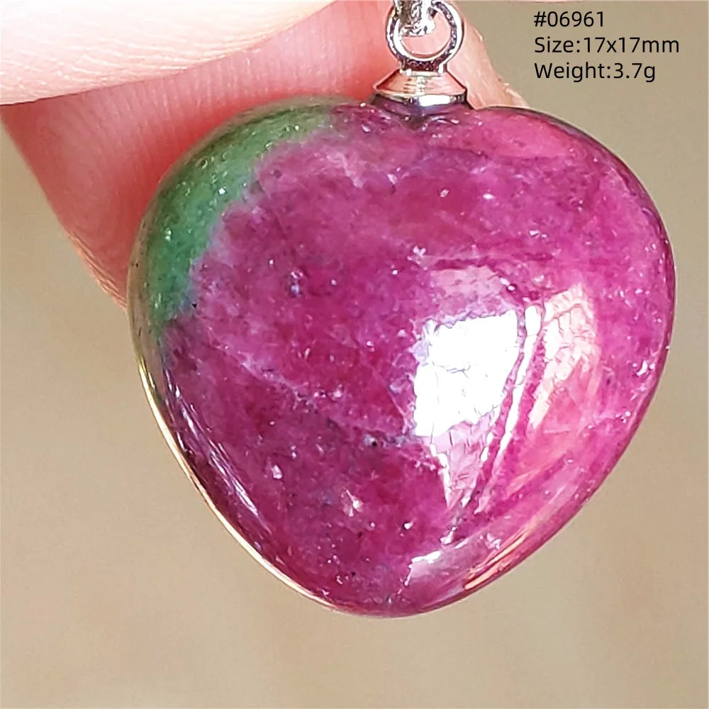 Natural Red Ruby Pendant Jewelry Love Heart Watermelon Ruby Zoisite Necklace Women Men 925 Sterling Silver AAAAA by Reinvent Yourself