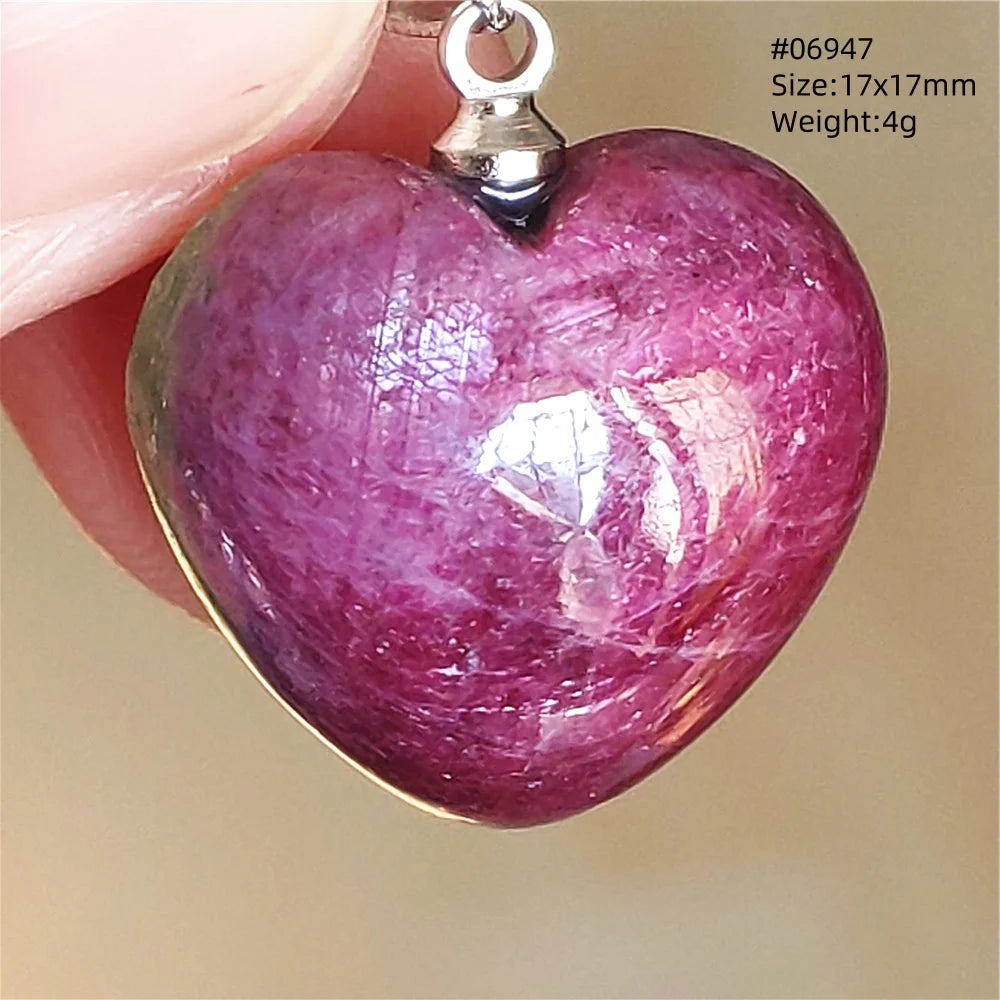 Natural Red Ruby Pendant Jewelry Love Heart Watermelon Ruby Zoisite Necklace Women Men 925 Sterling Silver AAAAA by Reinvent Yourself