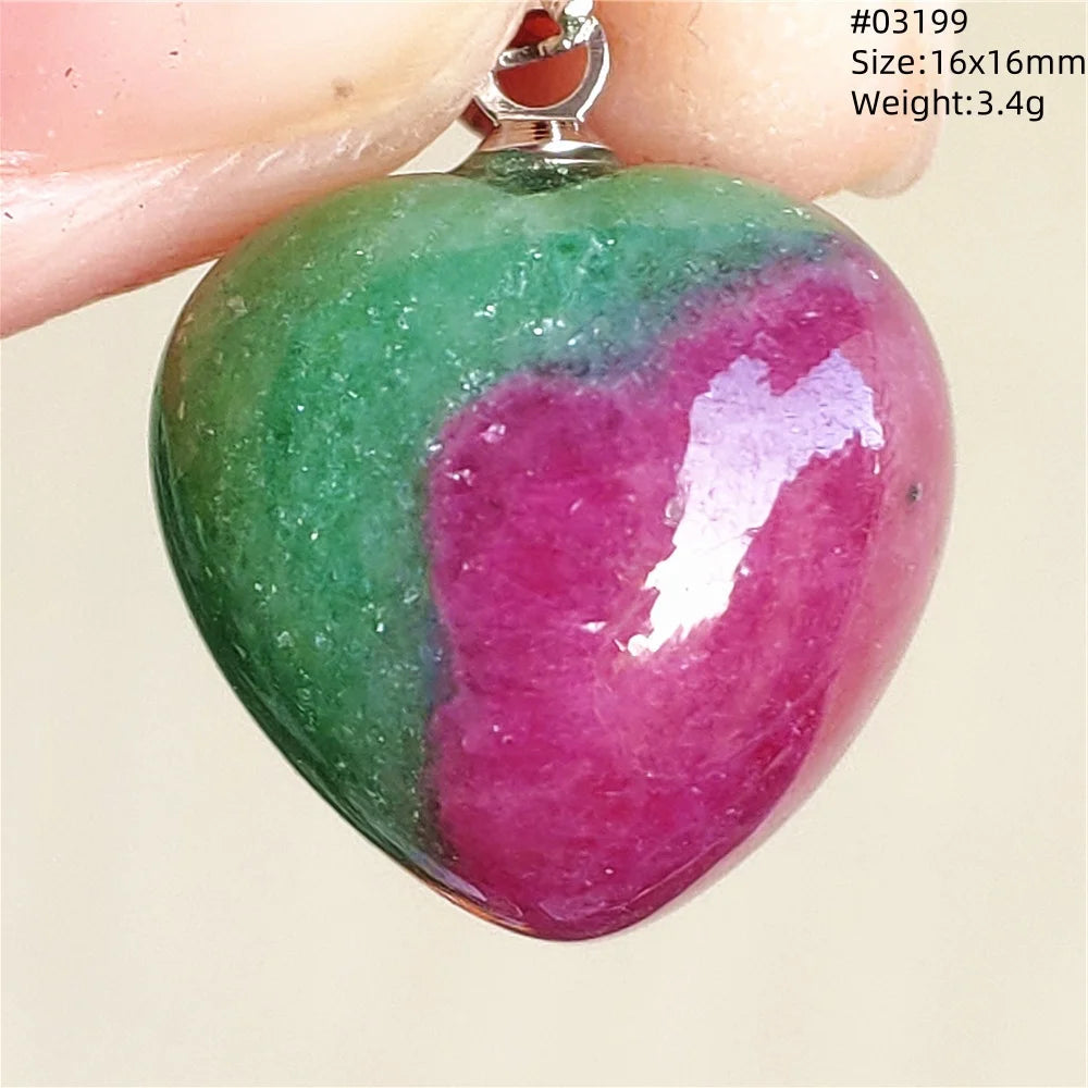 Natural Red Ruby Pendant Jewelry Love Heart Watermelon Ruby Zoisite Necklace Women Men 925 Sterling Silver AAAAA by Reinvent Yourself