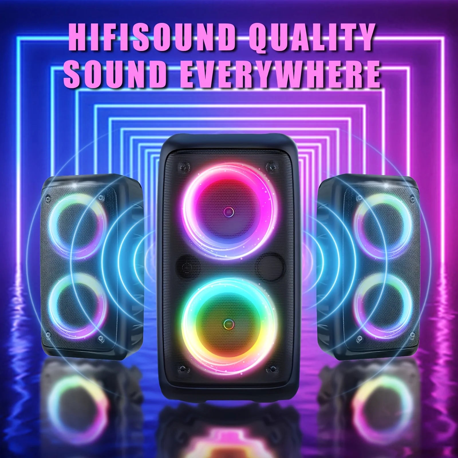 6000W Portable Speaker, Wireless Stereo, TWS, Color Lights, USB/TF Card, for Outdoor, Camping, Backyard Party, Bluetooth Speaker by Reinvent Yourself