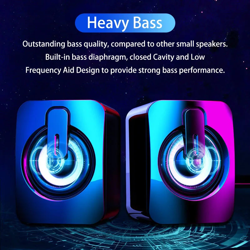 Computer Speakers PC Sound Box HIFI Stereo Microphone USB Wired Caixa De Som with LED Light For Desktop Computer by Reinvent Yourself