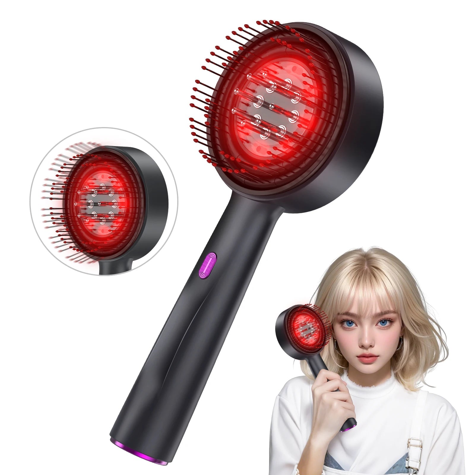 Electric Vibration Massage Comb Red Light Hair Follicle Comb Scalp Oil Liquid Applicator Head Massager Hair Growth Anti Loss by Reinvent Yourself
