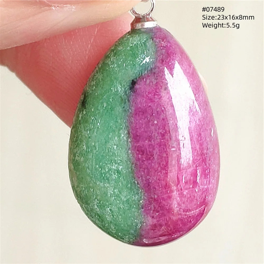 Natural Red Ruby Pendant Jewelry Love Heart Watermelon Ruby Zoisite Necklace Women Men 925 Sterling Silver AAAAA by Reinvent Yourself