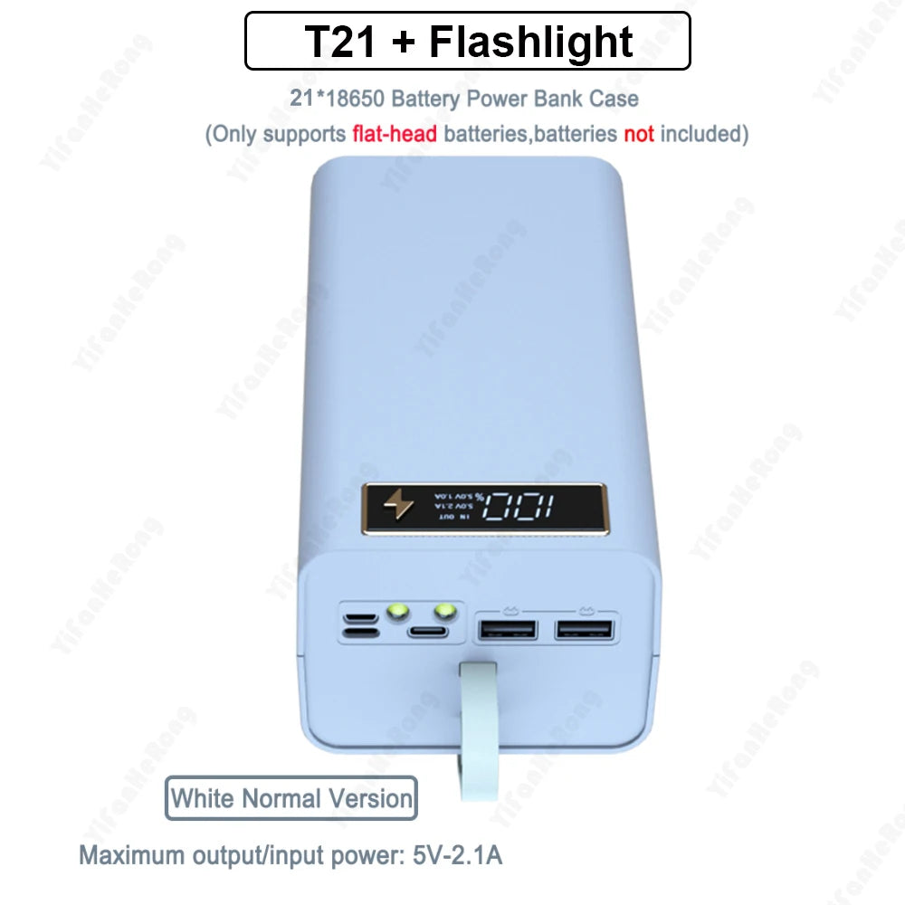 DIY Shell Case 18650 Battery Storage Box Holder USB 21*18650 Power Bank Battery Box Support Quick & Wireless Charger by Reinvent Yourself