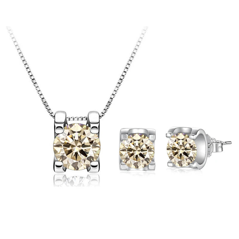JoyceJelly 3ct D Clolor Real Moissanite Jewelry Sets Women's Sterling Silver 925 Earrings Necklace For Women Bridal Set Gifts by Reinvent Yourself