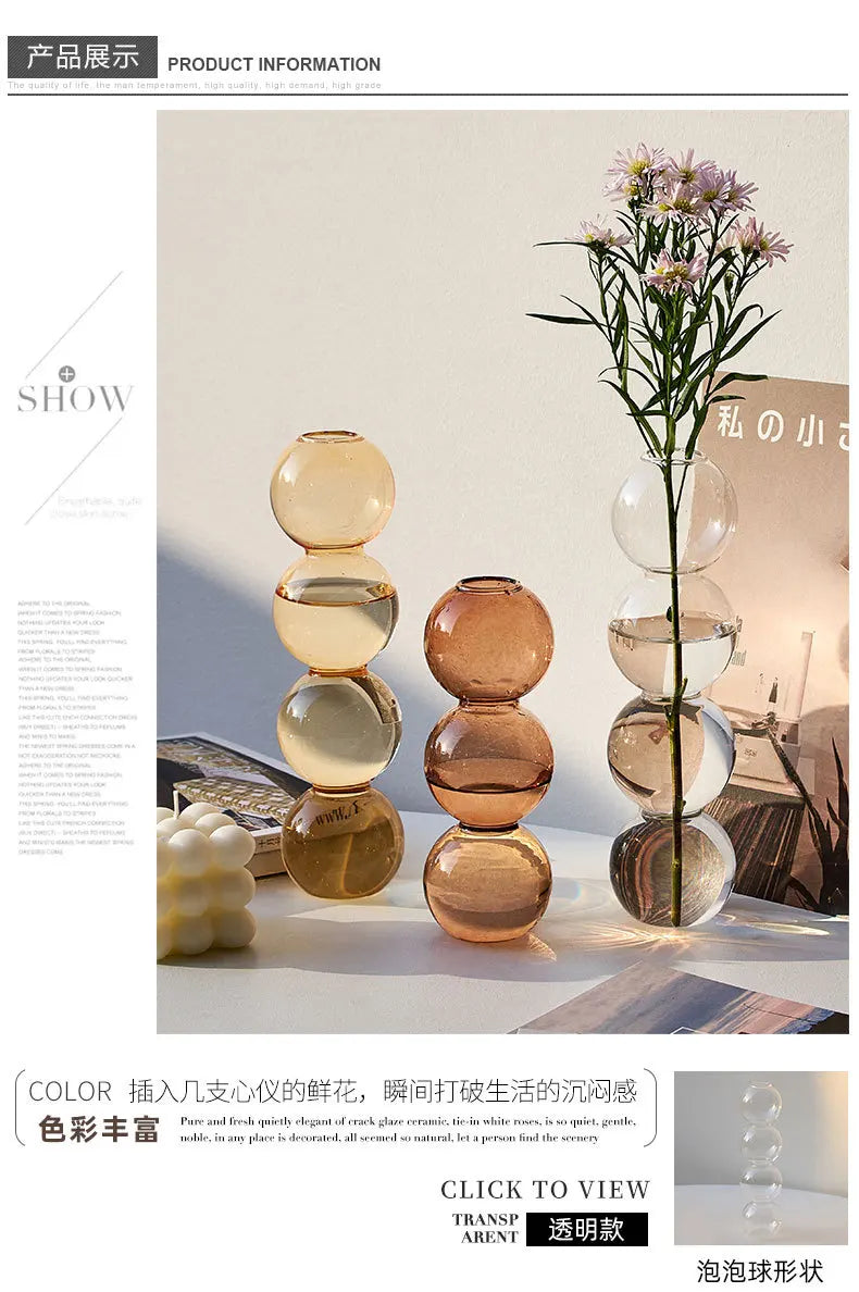 Nordic Glass Vase Home Decor Living Room Decoration Terrarium Flower Vase Plant Pots Decorative Home Accessories Decoration Gift by Reinvent Yourself