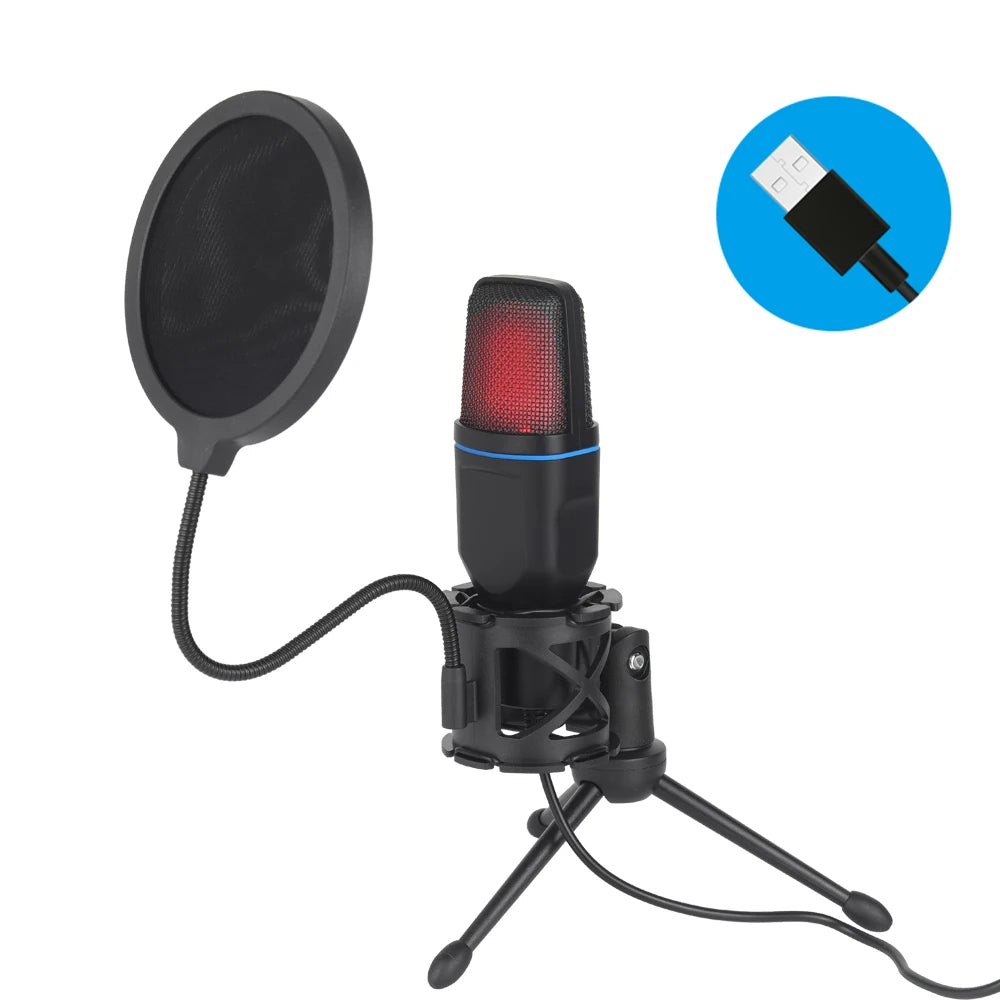 USB Microphone RGB Microfone Condensador Wire Gaming Mic for Podcast Recording Studio Streaming Laptop Desktop PC by Reinvent Yourself