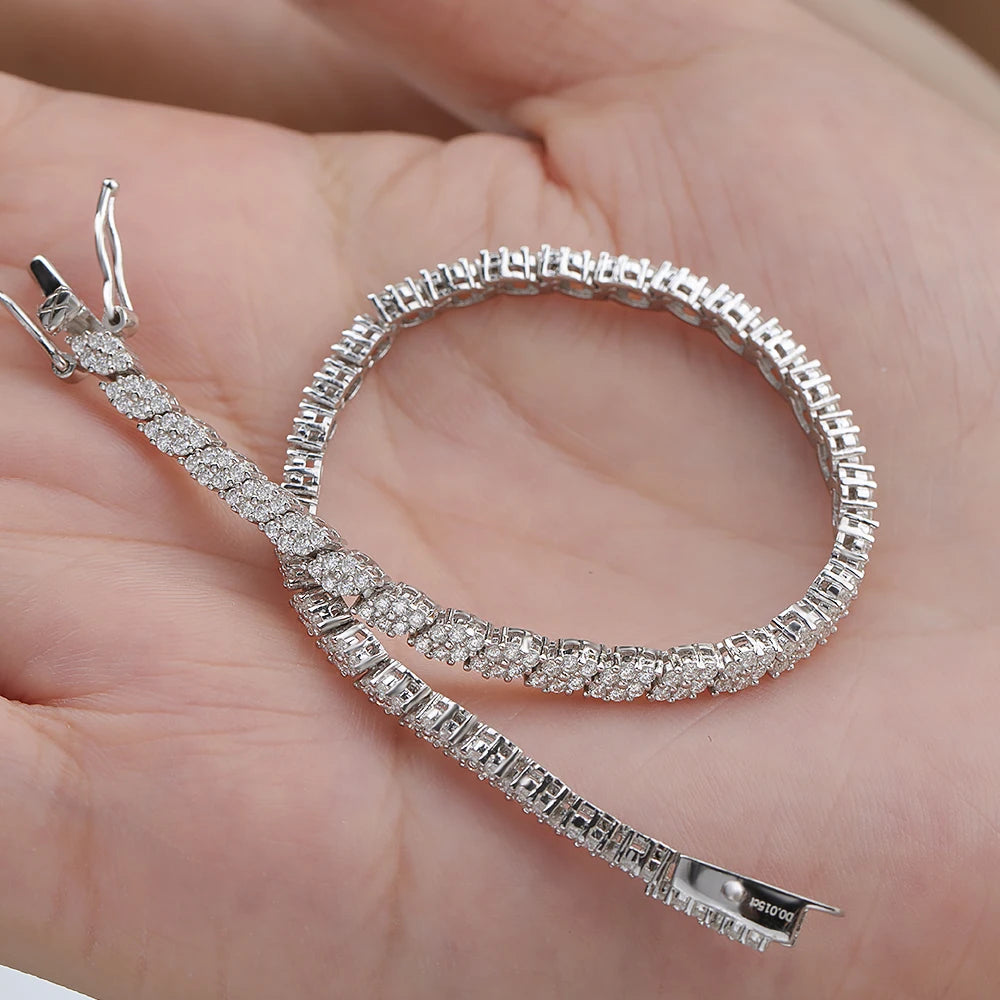 NKHOG Full Moissanite Tennis Bracelets S925 Silver Sparkling Diamond Women Men Party Wedding Bangles Jewelry Gifts GRA Certified by Reinvent Yourself