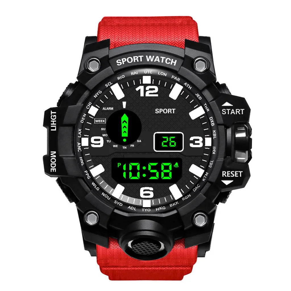 Fashion Men's Watch Sports Electronic Wristwatch Large dial Multifunctional Waterproof Luminous Alarm Kids Male's Military Watch by Reinvent Yourself