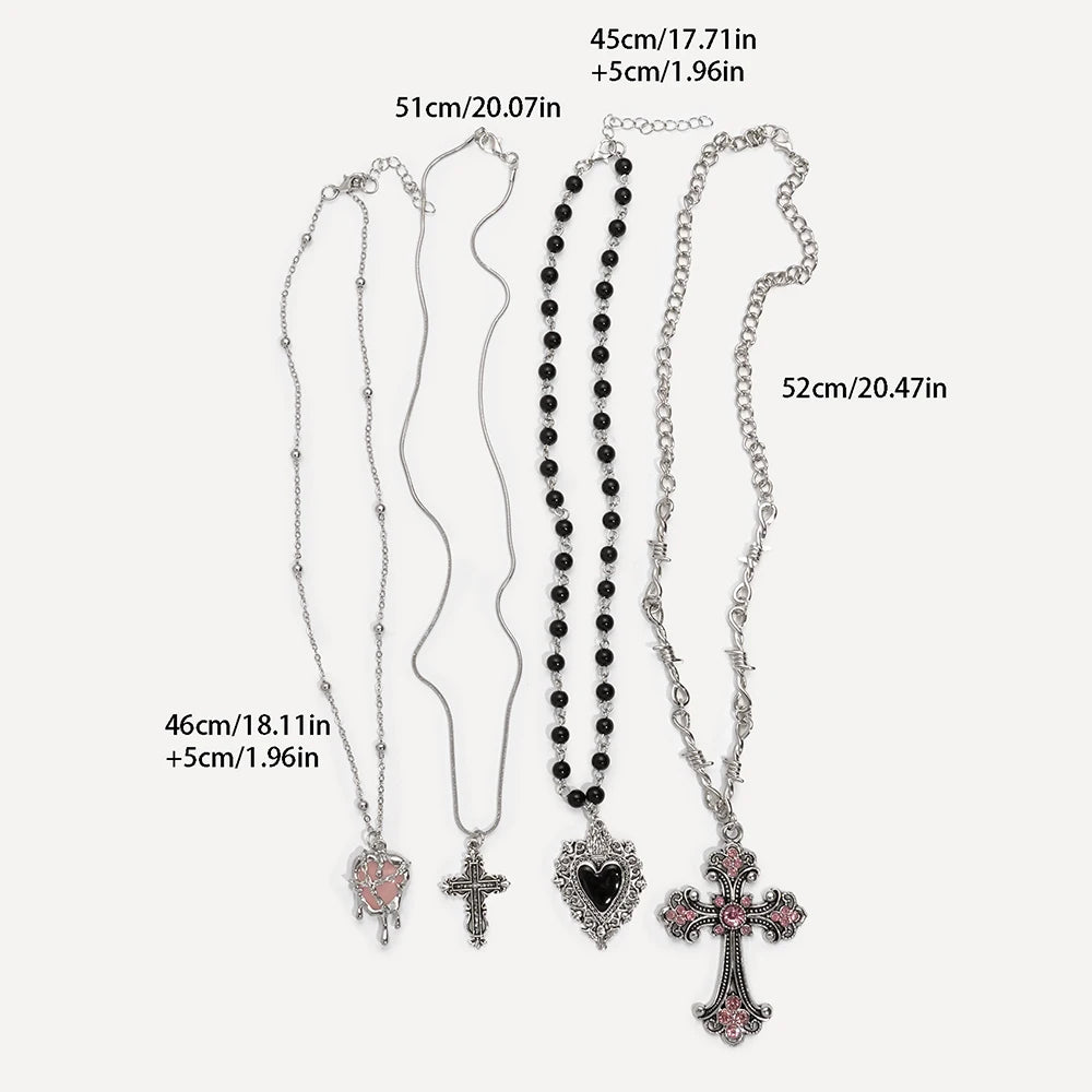 Y2K Sweet Cool Girl Personalized Creative Cross Love Pendant Necklace, Suitable for Daily Wearing by Reinvent Yourself