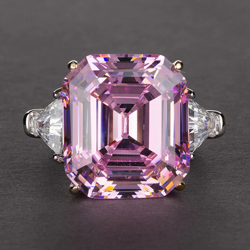 OEVAS 100% 925 Sterling Silver Sparkling 14*16mm Pink Yellow High Carbon Diamond Fine Jewelry Wedding Party Fine Jewelry Gifts by Reinvent Yourself