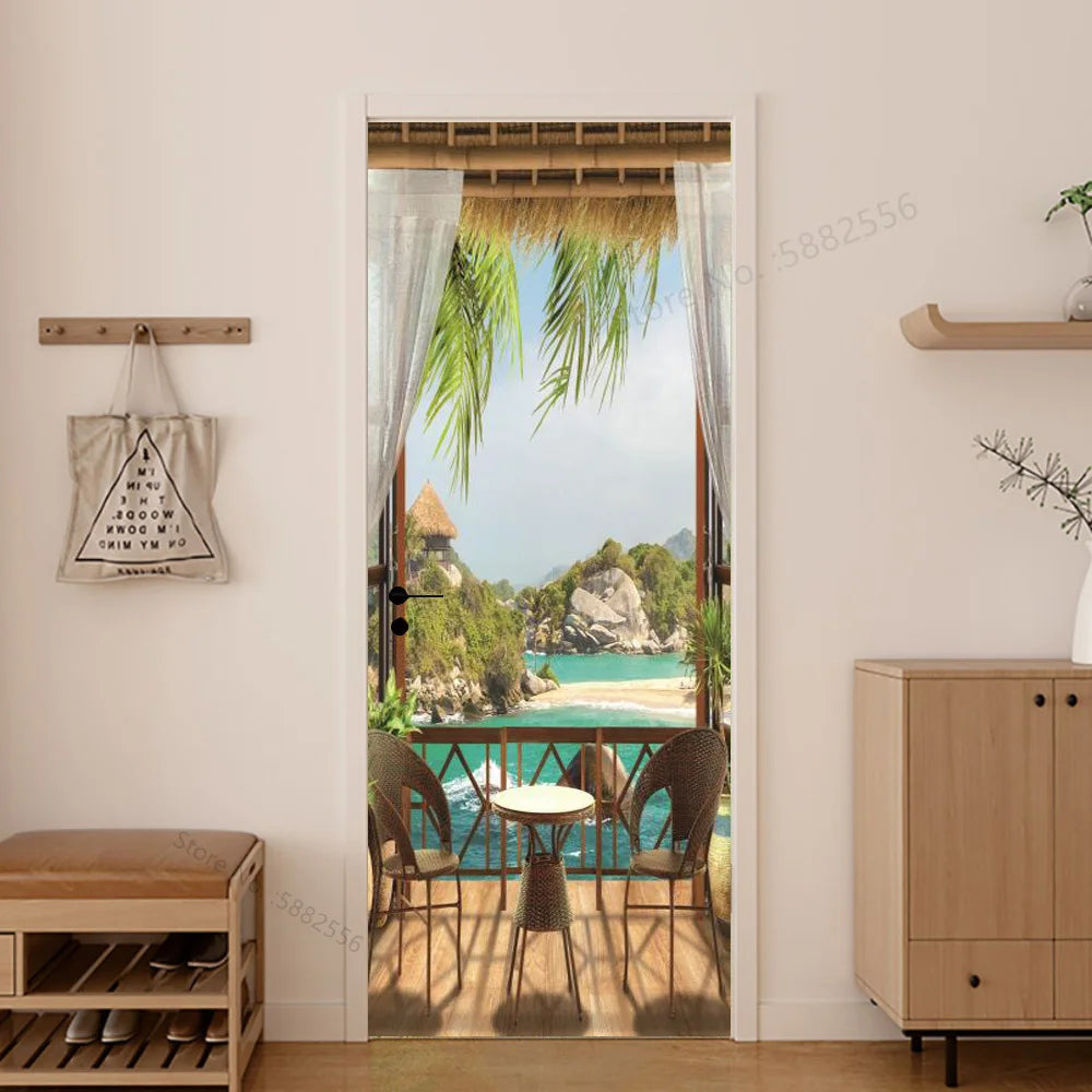 Scenery Door Stickers Wallpaper For Self-adhesive 3d Entrance Bathroom Sticker Room Decor Wall Photo Posters Vinyl On The Closet by Reinvent Yourself