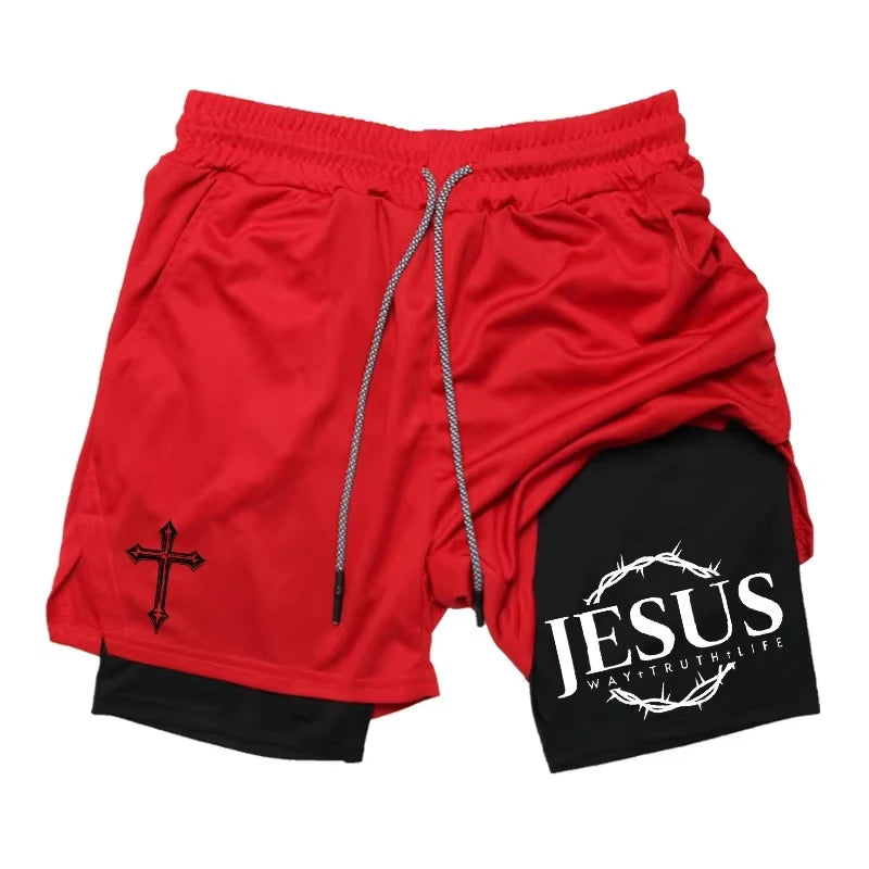 2-in-1 sports running shorts men's sports fast drying shorts sports gym performance shorts by Reinvent Yourself