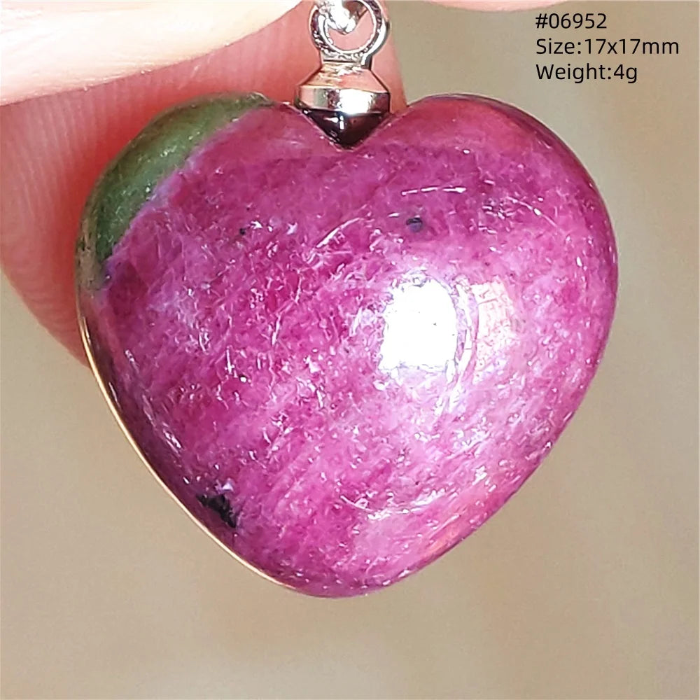 Natural Red Ruby Pendant Jewelry Love Heart Watermelon Ruby Zoisite Necklace Women Men 925 Sterling Silver AAAAA by Reinvent Yourself