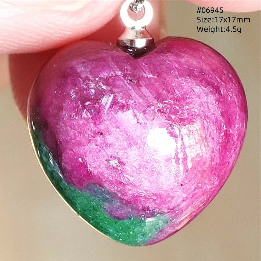 Natural Red Ruby Pendant Jewelry Love Heart Watermelon Ruby Zoisite Necklace Women Men 925 Sterling Silver AAAAA by Reinvent Yourself