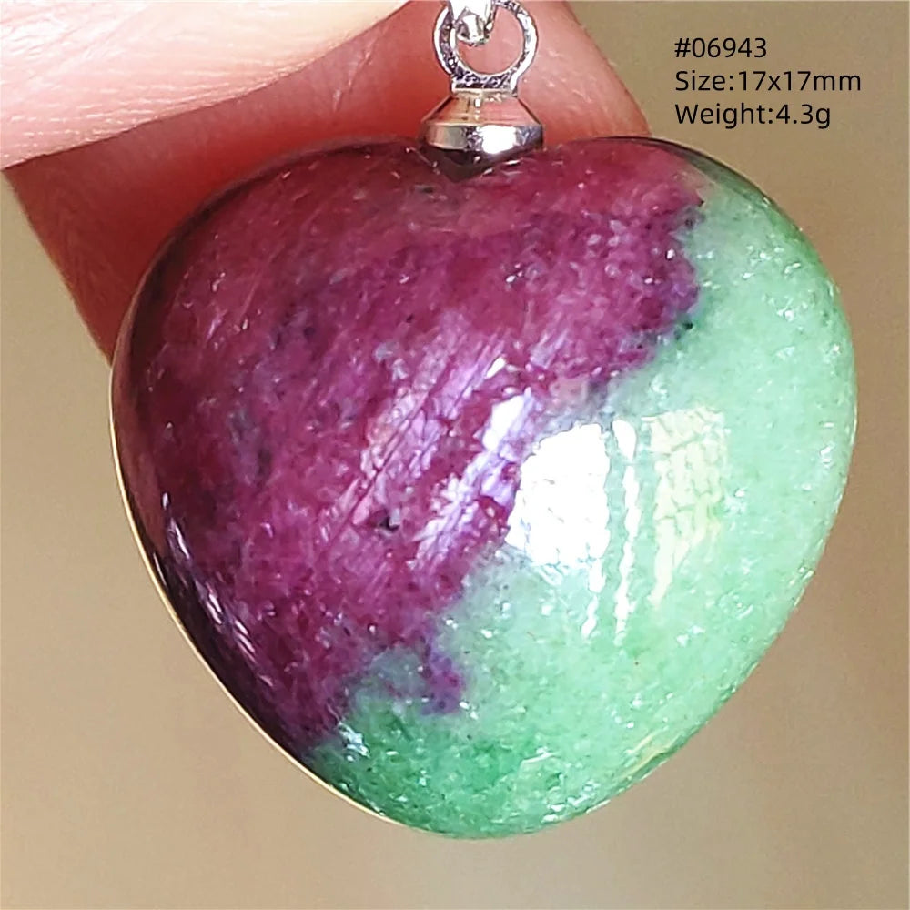 Natural Red Ruby Pendant Jewelry Love Heart Watermelon Ruby Zoisite Necklace Women Men 925 Sterling Silver AAAAA by Reinvent Yourself