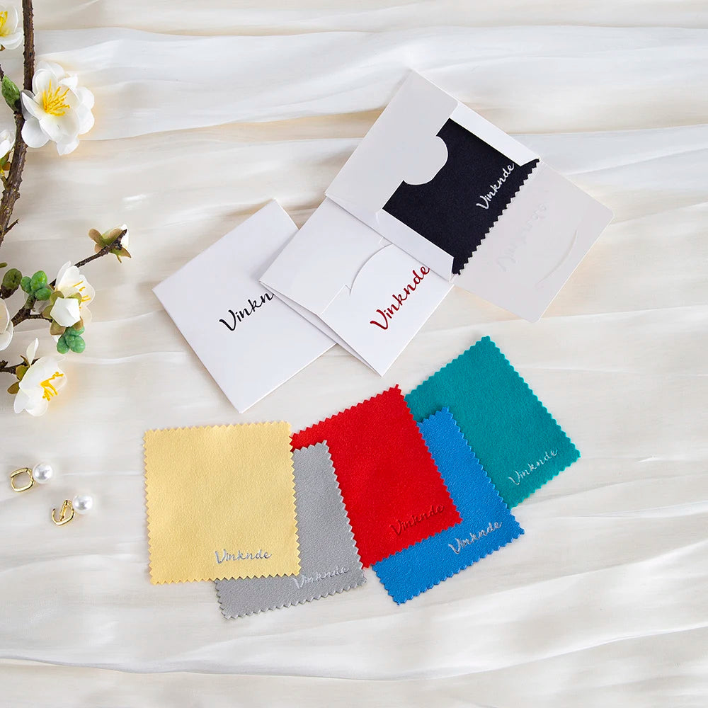 DIY Personalized Polishing Cloths Custom Jewelry Earrings Cleaning Cloth With Logo 8x8cm White Black Paper Individually packaged by Reinvent Yourself