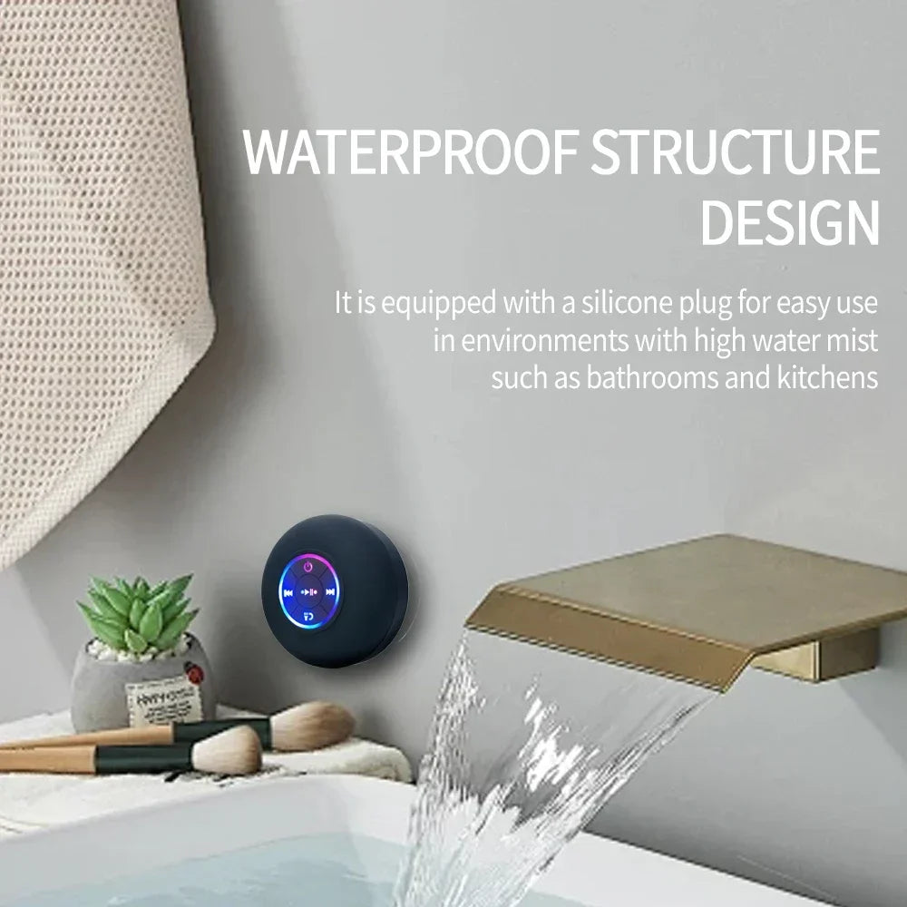 Portable Wireless Bluetooth Speaker LED IPX4 Waterproof Loudspeaker Outdoor Bathroom Large Suction Cup Mini Stereo Sound Box by Reinvent Yourself