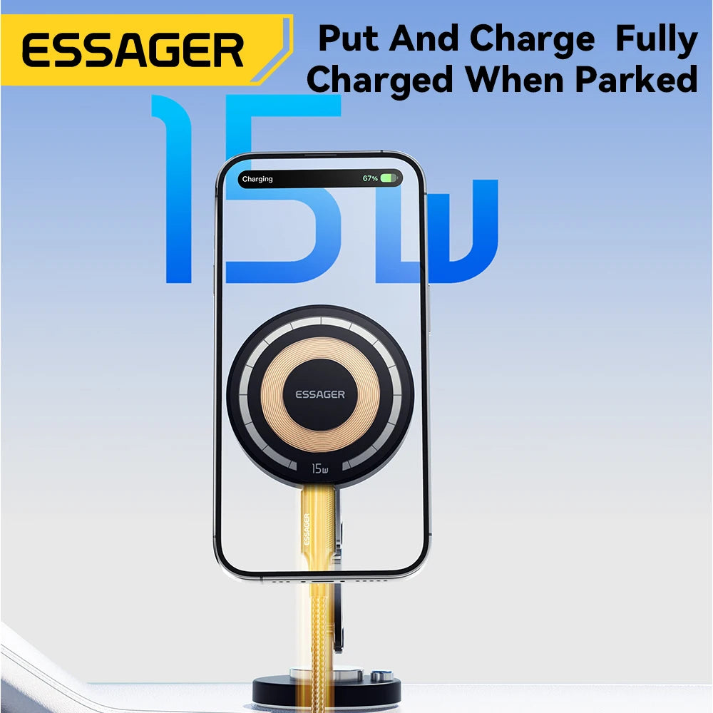 Essager Magnetic Wireless Charger Car Phone Holder 15W Fast Charging Easy Paste Mount Stand For Magsafe iPhone 15 14 13 Pro Max by Reinvent Yourself