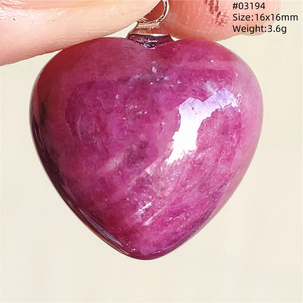 Natural Red Ruby Pendant Jewelry Love Heart Watermelon Ruby Zoisite Necklace Women Men 925 Sterling Silver AAAAA by Reinvent Yourself
