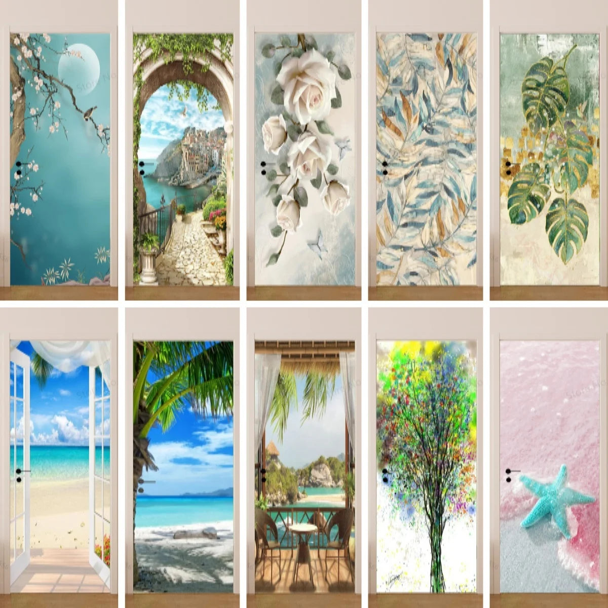 Scenery Door Stickers Wallpaper For Self-adhesive 3d Entrance Bathroom Sticker Room Decor Wall Photo Posters Vinyl On The Closet by Reinvent Yourself