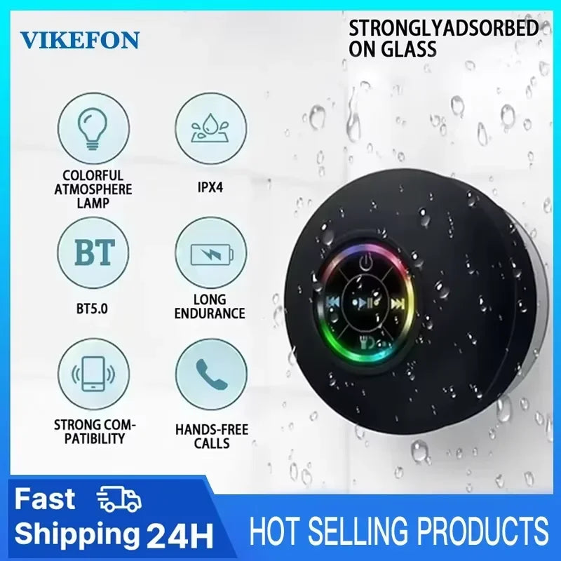 Loudspeaker Bluetooth Speaker Mini Shower Subwoofer Waterproof Handsfree With Suction Cup Mic For Bathroom Pool Beach Car Phone by Reinvent Yourself