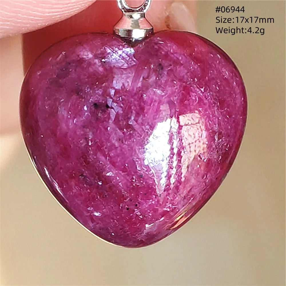 Natural Red Ruby Pendant Jewelry Love Heart Watermelon Ruby Zoisite Necklace Women Men 925 Sterling Silver AAAAA by Reinvent Yourself
