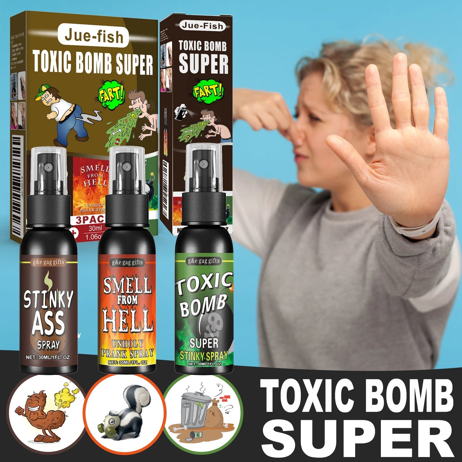 Novelties Liquid Fart Gag Prank Joke Spray Can Stink Bomb Smelly Stinky Gas Joke Sprinkle Prank Family Entertainment Supply by Reinvent Yourself