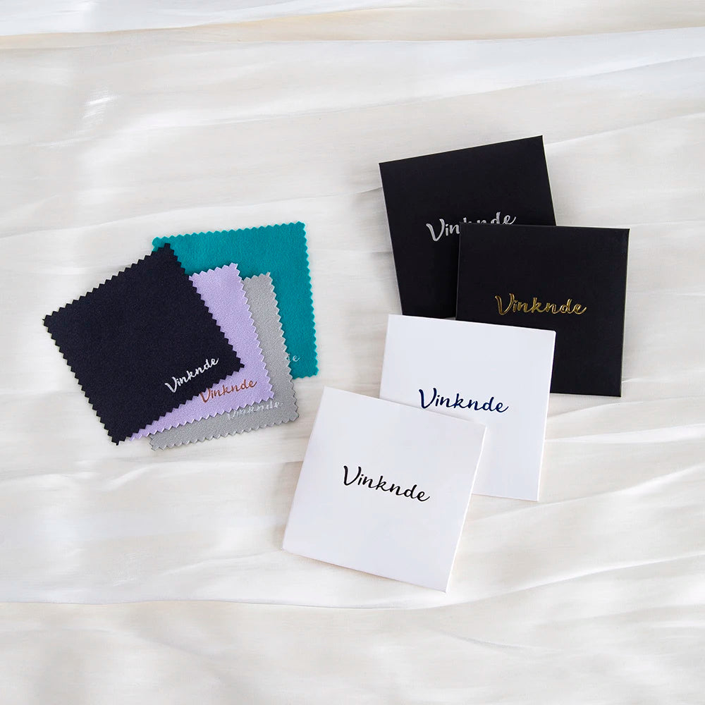 DIY Personalized Polishing Cloths Custom Jewelry Earrings Cleaning Cloth With Logo 8x8cm White Black Paper Individually packaged by Reinvent Yourself