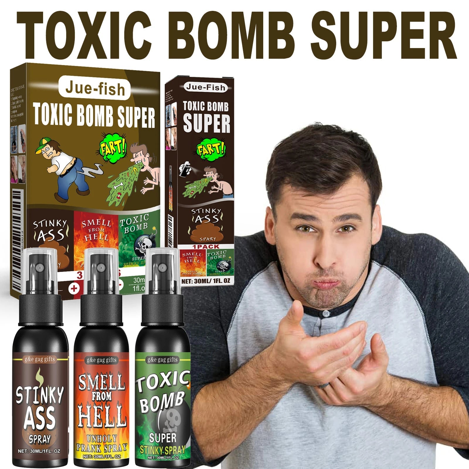 Novelties Liquid Fart Gag Prank Joke Spray Can Stink Bomb Smelly Stinky Gas Joke Sprinkle Prank Family Entertainment Supply by Reinvent Yourself