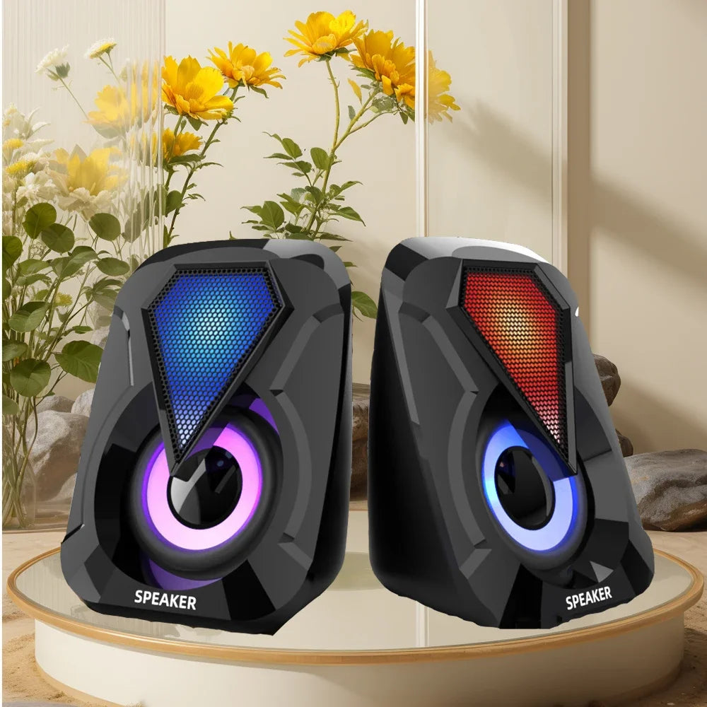 Computer Speakers For PC Desktop Smartphone Laptop with Subwoofer LED Colorful Lighting Home Theater System USB Wired SoundBox by Reinvent Yourself